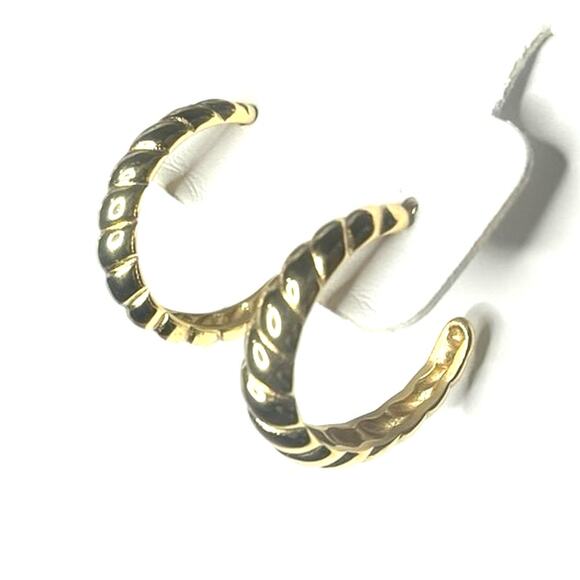 Twisted Cuff Bracelet 7.5" & 1" Half Hoop Earrings in ION Plated YG - Picture 5 of 5